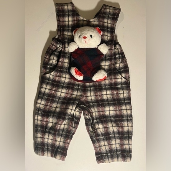 CRĒER - Vintage -Teddy Plaid Overall-Holiday - Picture 1 of 11